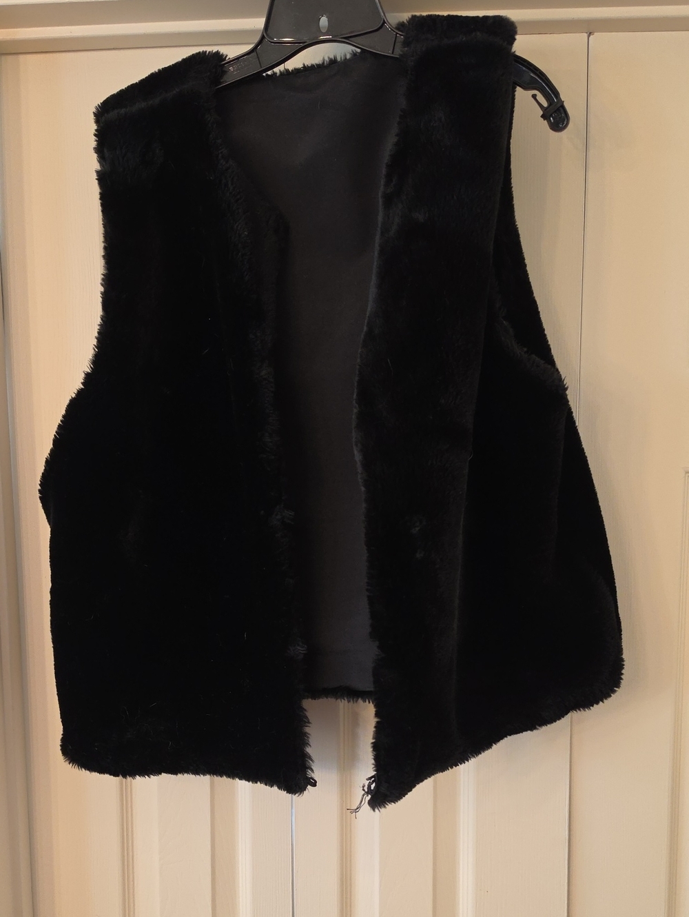 Venezia Black Faux Fur Open Vest